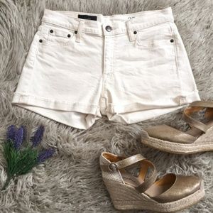 J. Crew Fray Cuffed Denim Ivory Shorts